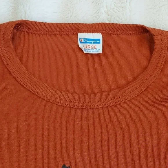 Vintage‎ 70s Champion Blackburn College Shirt Fitted Sz M Bicycle Penny Farthing - Picture 6 of 9